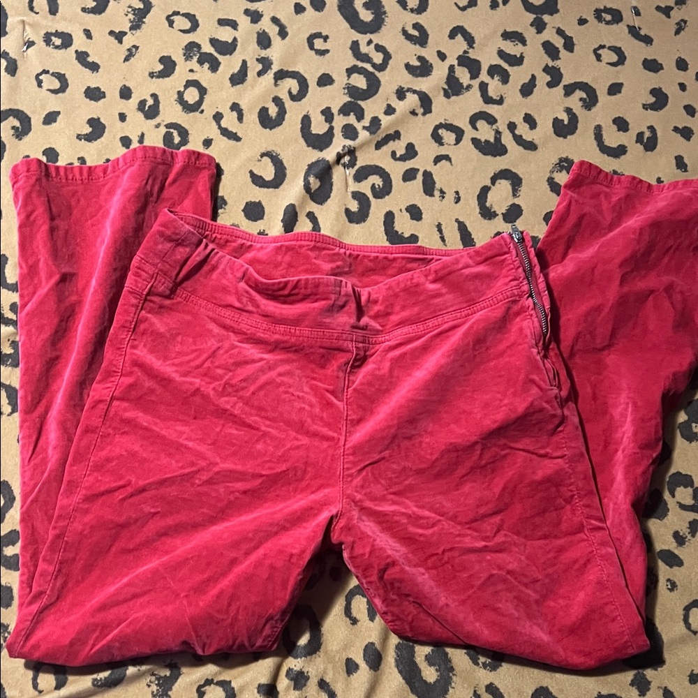 Free people cropped red velvet like pants size S
